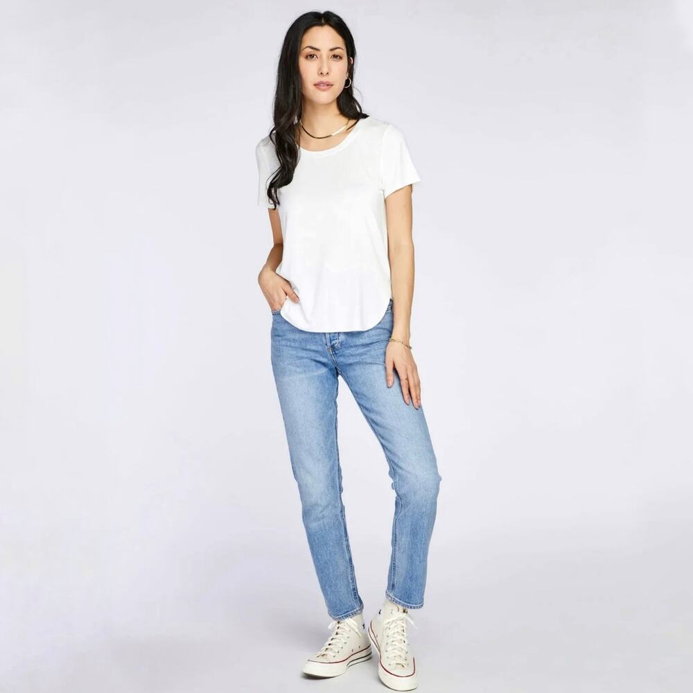 Gentle Fawn S Alabama Curved Hem T-Shirt Top White Tee Scoop Relaxed Soft